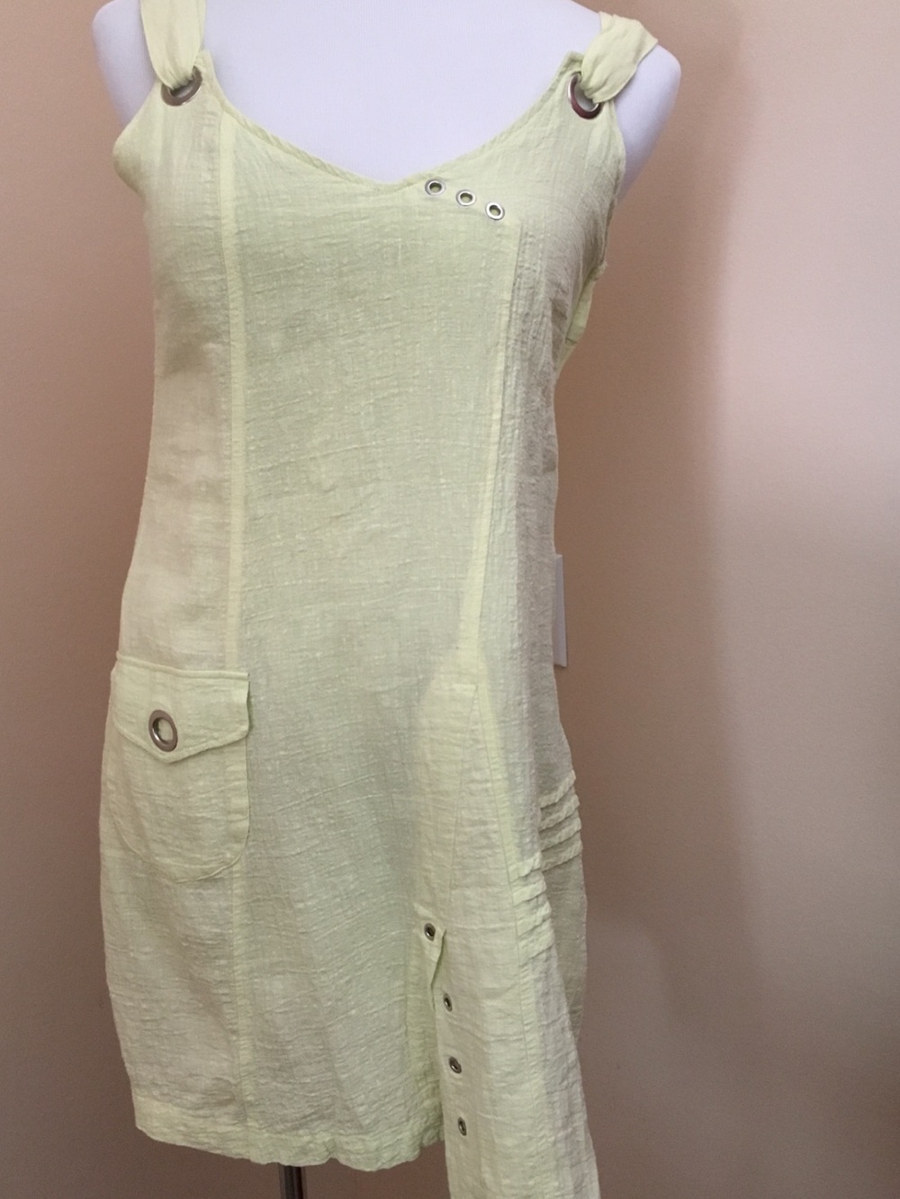 Animale Pale Yellow Linen-Blend Midi Dress